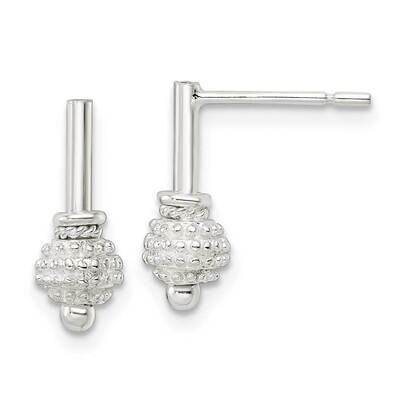Ball Dangle Post Earrings Sterling Silver Textured QE16008, MPN: QE16008, 196904151006