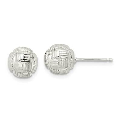 Basket Weave Ball Post Earrings Sterling Silver Polished QE16003, MPN: QE16003, 196904151785