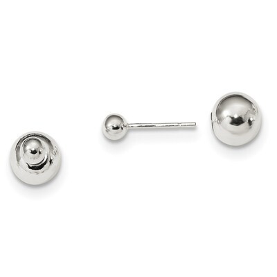 4mm/8mm Ball Front Back Post Earrings Sterling Silver Polished QE13319, MPN: QE13319, 191101233371