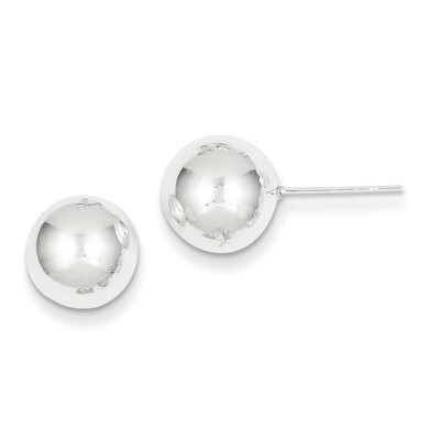 10mm Ball Earrings Sterling Silver Polished QE1835, MPN: QE1835, 883957923024