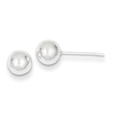 Polished 6mm Ball Earrings Sterling Silver QE1831, MPN: QE1831, 883957922980