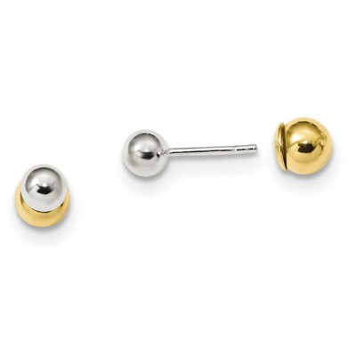 5mm-6mm Ball Front Back Post Earrings Sterling Silver Gold-tone QE13339, MPN: QE13339, 191101233531