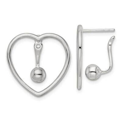 Heart with Drop and Dangle Ball Threader Post Earring Sterling Silver Polished QE16019, MPN: QE1601…