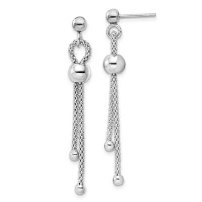 Ball Chain Dangle Post Earrings Sterling Silver Rhodium-Plated Polished QE16057, MPN: QE16057, 1969…