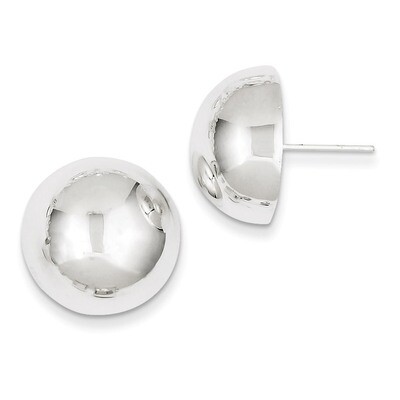 16mm Half Ball Earrings Sterling Silver QE3495, MPN: QE3495, 883957927114