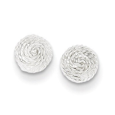 Etched Ball Earrings Sterling Silver Solid Polished QE1828, MPN: QE1828, 883957922942