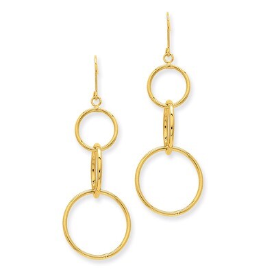 3 Circle Dangle Wire Earrings 14k Gold TE363, MPN: TE363, 191101372025