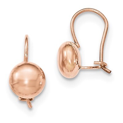 8mm Button Kidney Wire Earrings 14k Rose Polished Gold H1033, MPN: H1033, 658226130331
