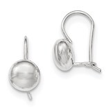 8mm Button Kidney Wire Earrings 14k White Gold Polished H1032, MPN: H1032, 658226130324