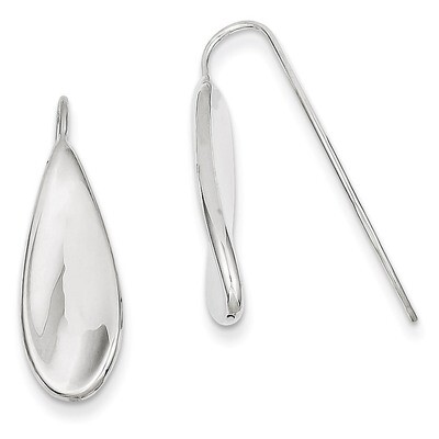 Curved Tear Drop Wire Earrings 14k White Gold XY1006, MPN: XY1006, 191101545559