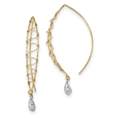 Polished Wire Wrapped Diamond Cut Wire Dangle Earrings 14k Two-Tone Gold TL1001, MPN: TL1001, 19110…