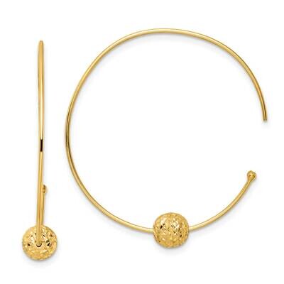 Wire Hoops Diamond-Cut Bead Earrings 14k Gold TF2005, MPN: TF2005, 883957985947