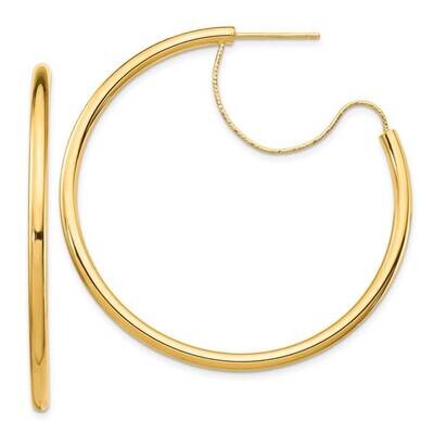 2.5x40mm Polished with Diamond-cut wire Hoop Earrings 14k Gold TF1695, MPN: TF1695, 191101988295
