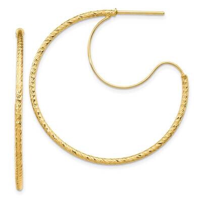 1.5x35mm Diamond-cut with Polished wire Hoop Earrings 14k Gold TF1691, MPN: TF1691, 191101988288