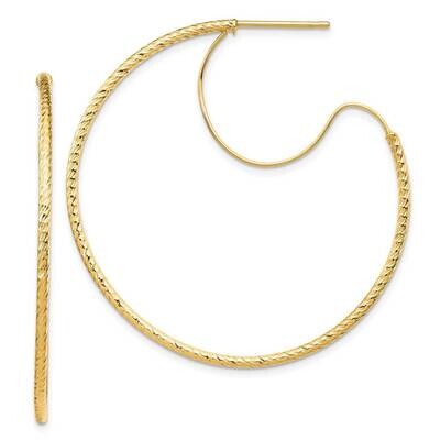 1.5x40mm Diamond-cut with Polished wire Hoop Earrings 14k Gold TF1690, MPN: TF1690, 191101988271