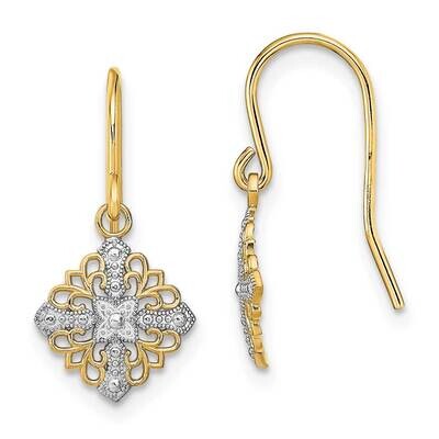 Fancy Dangle Wire Earrings 14k Gold Rhodium TF1892, MPN: TF1892, 637218148899