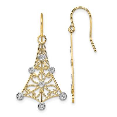 Fancy Dangle Wire Earrings 14k Gold Rhodium TF1875, MPN: TF1875, 637218139125