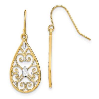 Fancy Dangle Wire Earrings 14k Gold Rhodium TF1873, MPN: TF1873, 637218139064