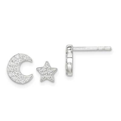 Cz Moon &amp; Star Earrings Sterling Silver QE14615, MPN: QE14615, 191101921568