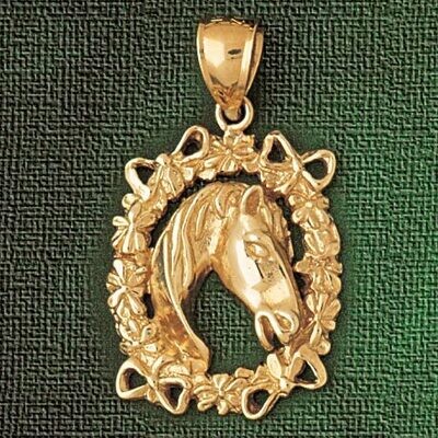 Dazzlers Jewelry Horse Head Pendant Necklace Charm Bracelet in Yellow, White or Rose Gold 1805, MPN…