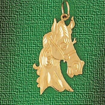 Dazzlers Jewelry Horse Head Pendant Necklace Charm Bracelet in Yellow, White or Rose Gold 1808, MPN…