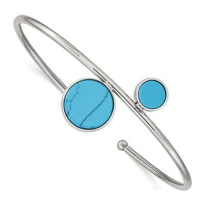 Reconstructed Turquoise Flexible Bangle Stainless Steel Polished SRB2578, MPN: SRB2578, 191101864803