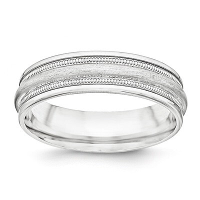 7mm Brushed Fancy Band Sterling Silver QWB111B Engravable, MPN: QWB111B, 886774334103