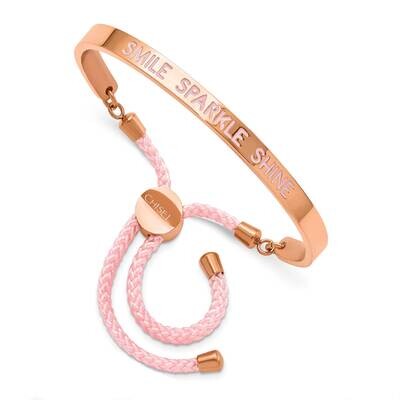 Rose Ip Pink Enamel &amp; Nylon Smile. Adj Bangle Stainless Steel Polished SRB2702, MPN: SRB2702, 19110…