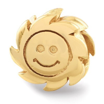 Gold-plated Smiling Sun Bead - Sterling Silver QRS356GP, MPN: QRS356GP, 883957492209
