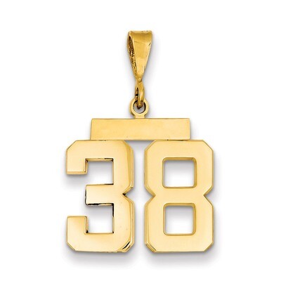 Number 38 Charm 14k Gold Medium Polished MP38, MPN: MP38, 883957135328