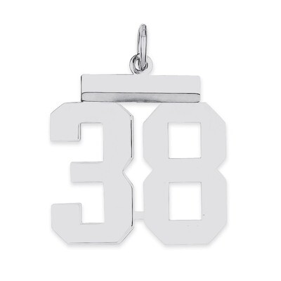 Pendant Number 38 Polished Sterling Silver Medium QMS38, MPN: QMS38, 191101278105