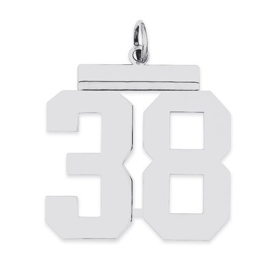 Charm Number 38 Polished Sterling Silver Large QPL38, MPN: QPL38, 191101280894