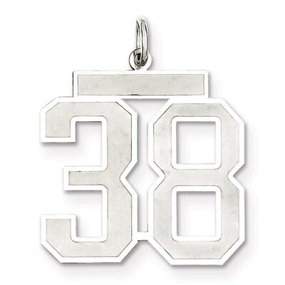 Pendant Number 38 Satin Sterling Silver Large QPP38, MPN: QPP38, 191101281778