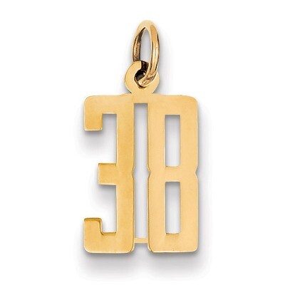Number 38 Charm 14k Gold Small Polished Elongated LES38, MPN: LES38, 883957590998