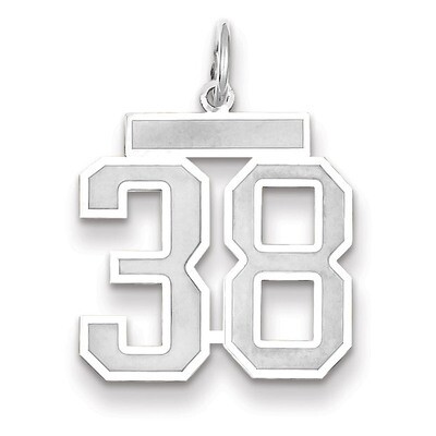 Number 38 Charm Medium Satin 14k white Gold WSM38, MPN: WSM38, 883957077444