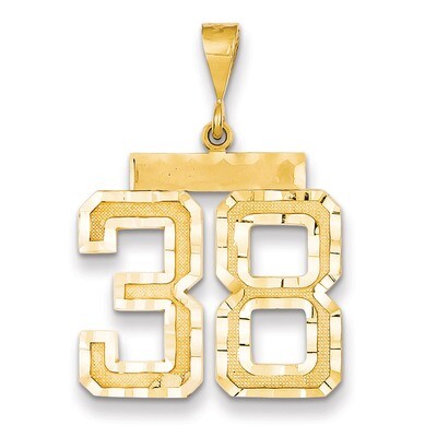 Number 38 Charm 14k Gold Large Diamond-cut LN38, MPN: LN38, 883957122298