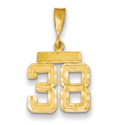 Number 38 Charm 14k Gold Small Diamond-cut SN38, MPN: SN38, 883957104317