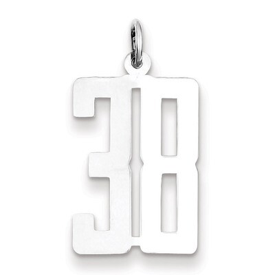 Charm Number 38 Elongated Pol Sterling Silver Small QES38, MPN: QES38, 191101190209
