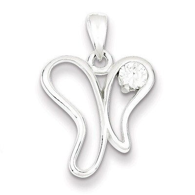Sterling Silver Diamond Butterfly Pendant QC7558