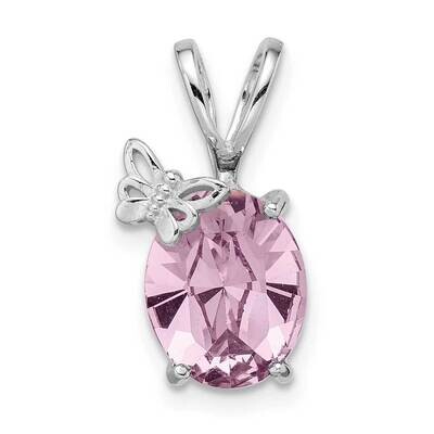 Light Pink Swarovski Crystal with Butterfly Pendant Sterling Silver Rhodium-Plated QP5511, MPN: QP5…