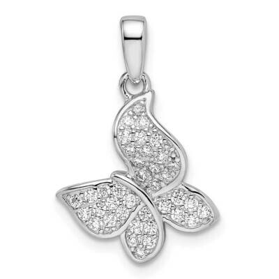 CZ Diamond Butterfly Pendant Sterling Silver Rhodium-Plated QC11041, MPN: QC11041,