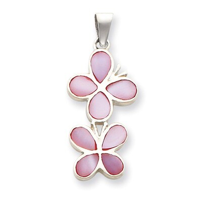 Pink Shell Double Butterfly Pendant Sterling Silver QP551
