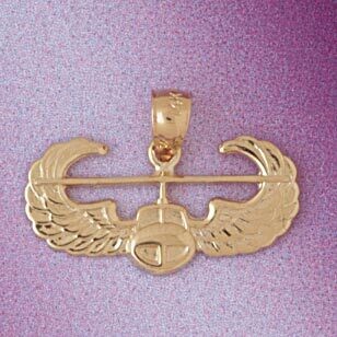 Dazzlers Jewelry Military Air Force Sign Pendant Necklace Charm Bracelet in Yellow, White or Rose G…
