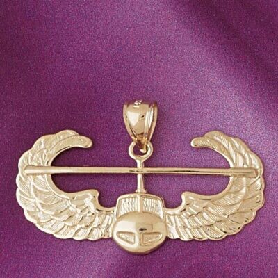 Dazzlers Jewelry Military Air Force Sign Pendant Necklace Charm Bracelet in Yellow, White or Rose G…
