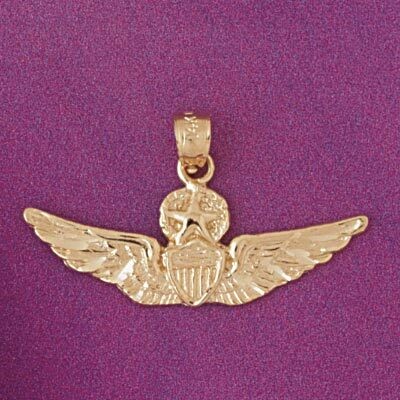 Dazzlers Jewelry Military Air Force Sign Pendant Necklace Charm Bracelet in Yellow, White or Rose G…