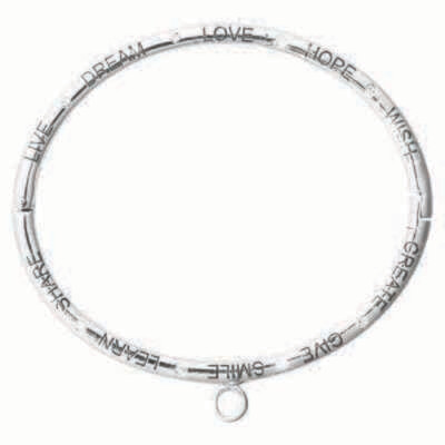 Nikki Lissoni Good Vibes Bangle Live Dream Love Hope Wish Create Give Smile Learn Share Silver-Plat…