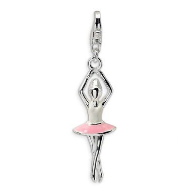 3-D Enamel Ballerina Charm Sterling Silver QCC318 by Amore La Vita, MPN: QCC318, 883957332758