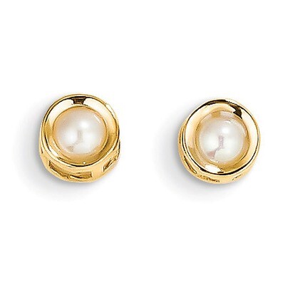4mm Bezel June/Cultured Pearl Post Earrings 14k Gold XBE6, MPN: XBE6, 883957087061