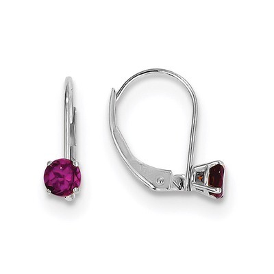 4mm Round June Rhodolite Leverback Earrings 14k white Gold XBE270, MPN: XBE270, 191101401916
