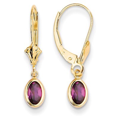 6x4 Oval Bezel June/Rhodolite Leverback Earrings 14k Gold XBE102, MPN: XBE102, 883957225418